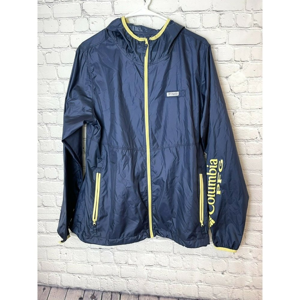 Mens Columbia PFG windbreaker blue size large